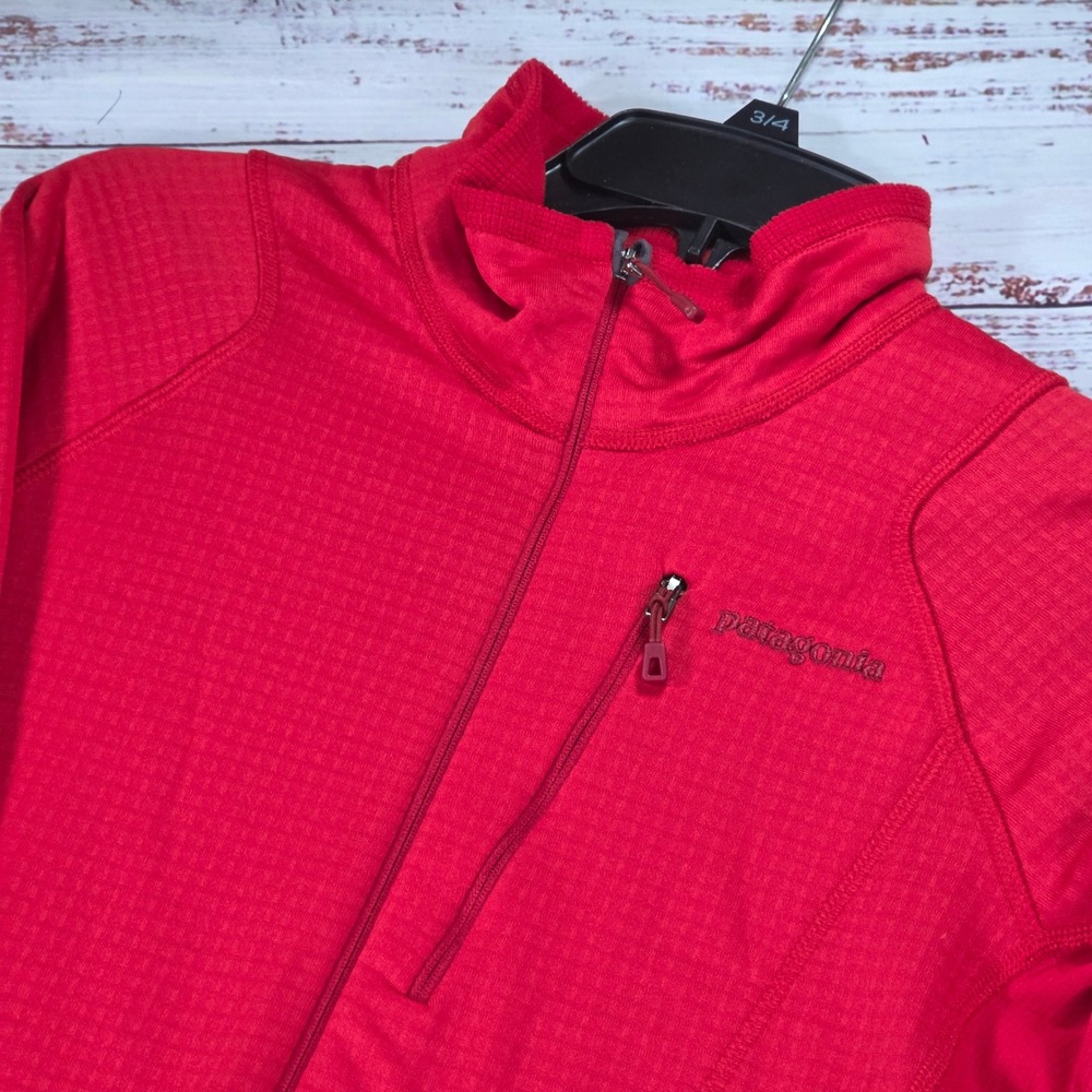 Patagonia R1 Fleece Pullover Mens M Red Waffle Knit Thumb Holes Regulator